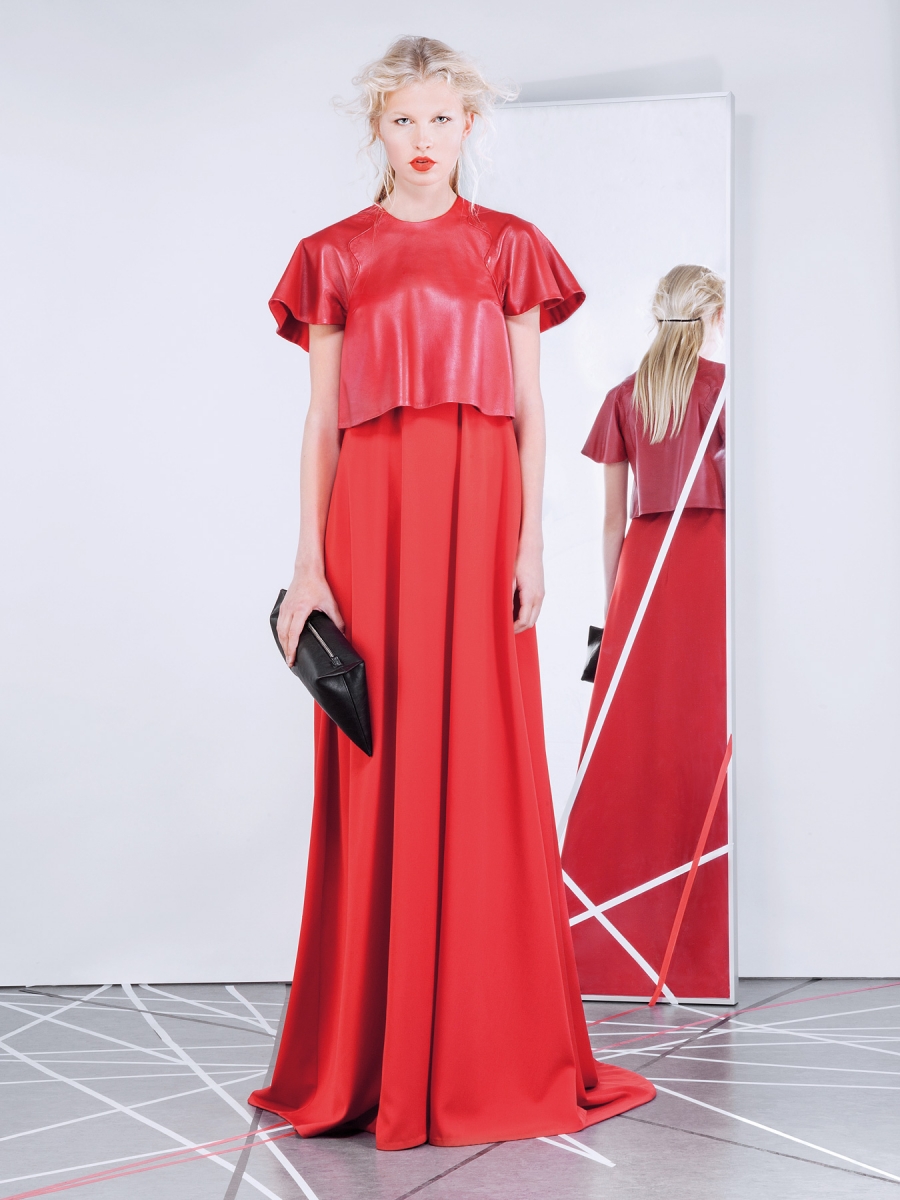 icon gown with leather top